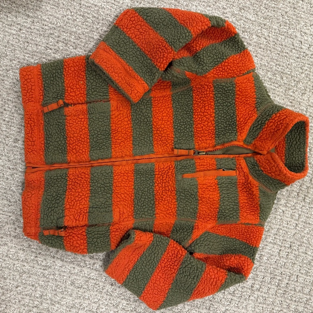 Lands' End Orange and Green Sherpa Jacket